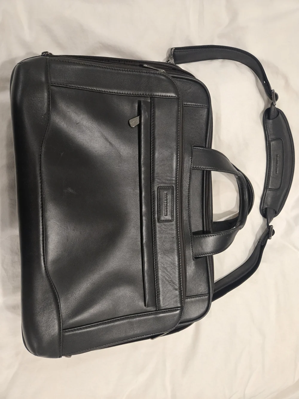 Black Leather HARTMANN Briefcase Bag